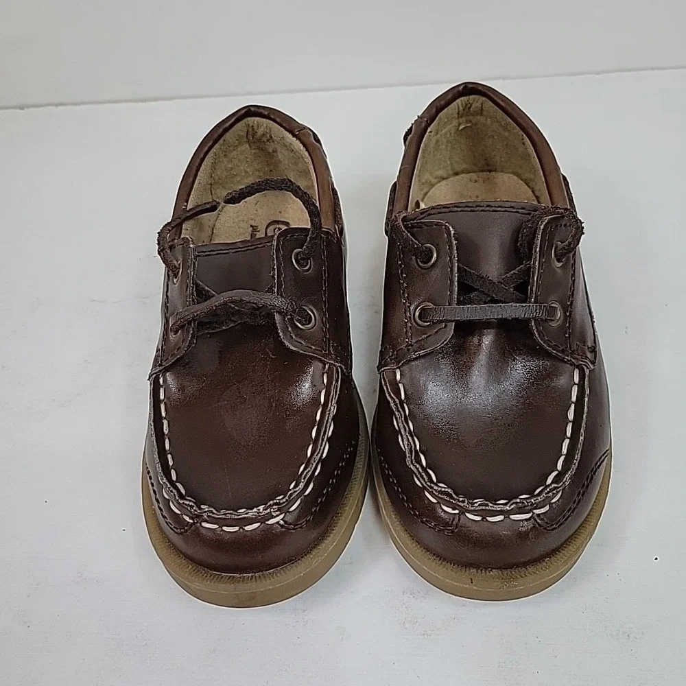 Childrens Place Boat Shoes Boys Size 9 Brown Lace Up Loafers Casual Anti Slip